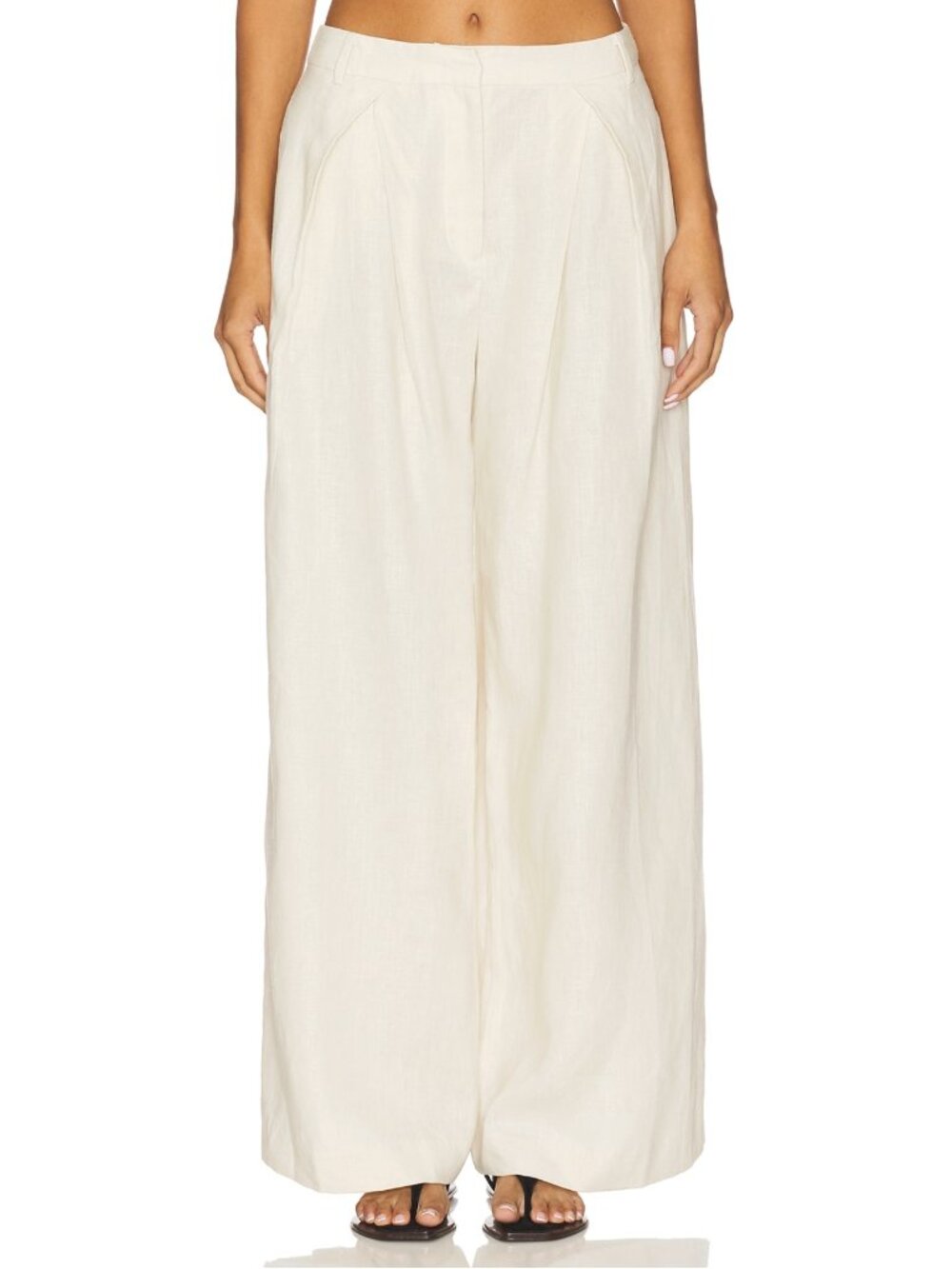 NEW FAITHFULL THE BRAND Sofia Trouser Ecru Cream Off White Wide Leg Flare Pant